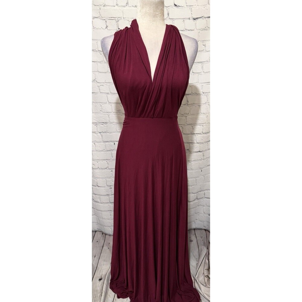 Lulus Tricks of the Trade Burgundy Convertible Formal Gown Maxi Dress Small